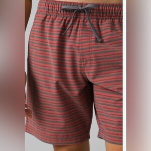 PrAna Pull On Metric E-Waist Board Stretch 8" Shorts Rust Stripe Size XL Men’s